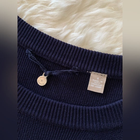 Navy Ruffle Sleeveless Sweater - Picture 5 of 6